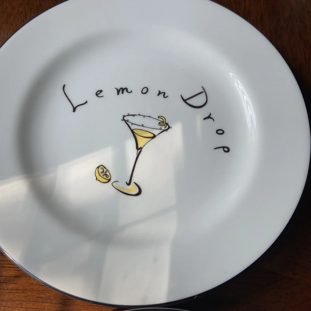POTTERY BARN SET APPETIZER MARTINI PLATES THEMED